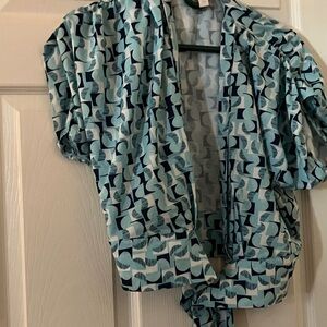 Elegant Geometric Blue Women's Blouse